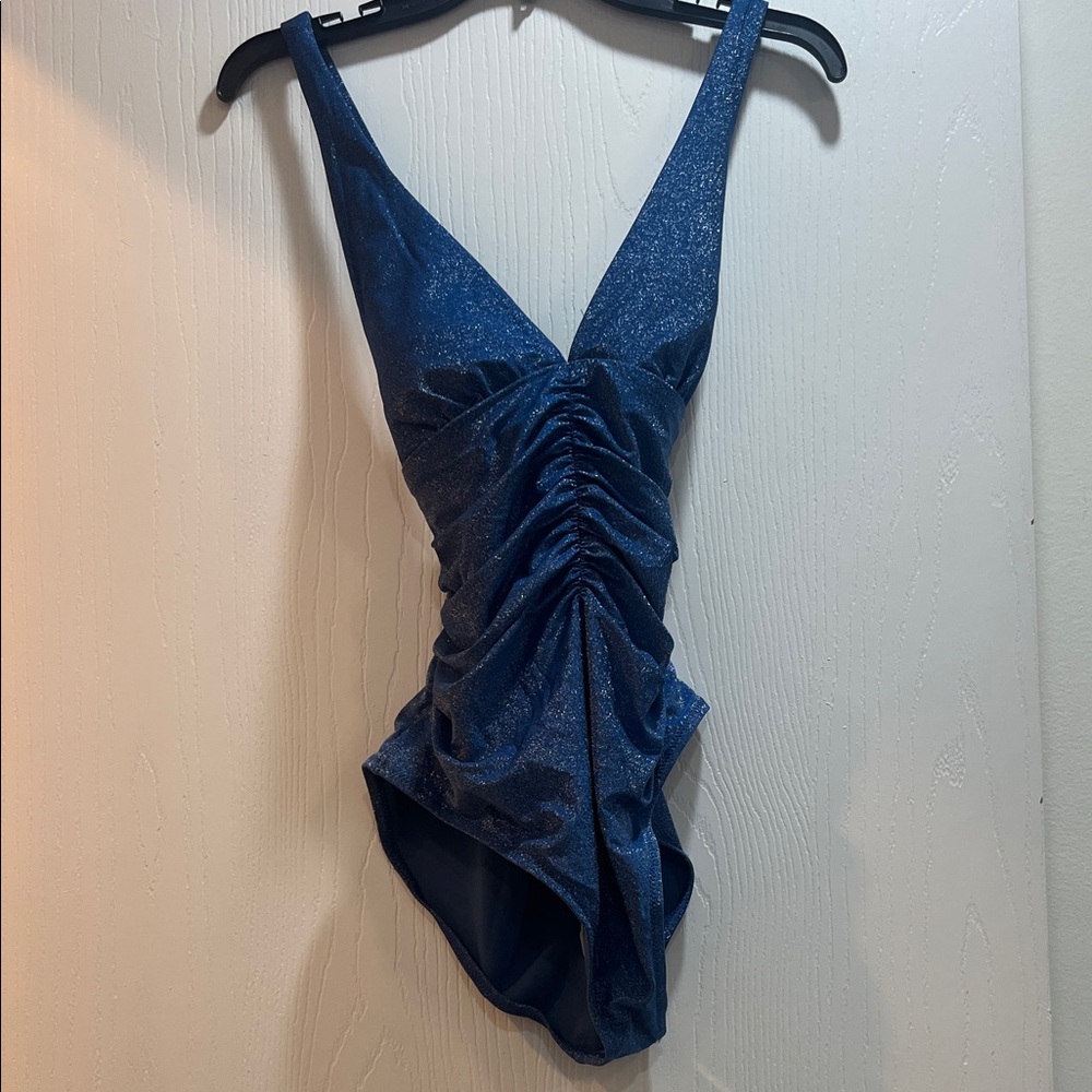 Shade and Shore Navy Swimwear with Textured Trim